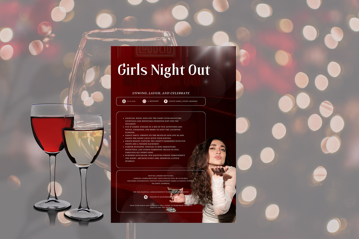 GIRLS NIGHT OUT FLYER TEMPLATE, a Flyer Template by Daring Digies (Photo 2 of 3)