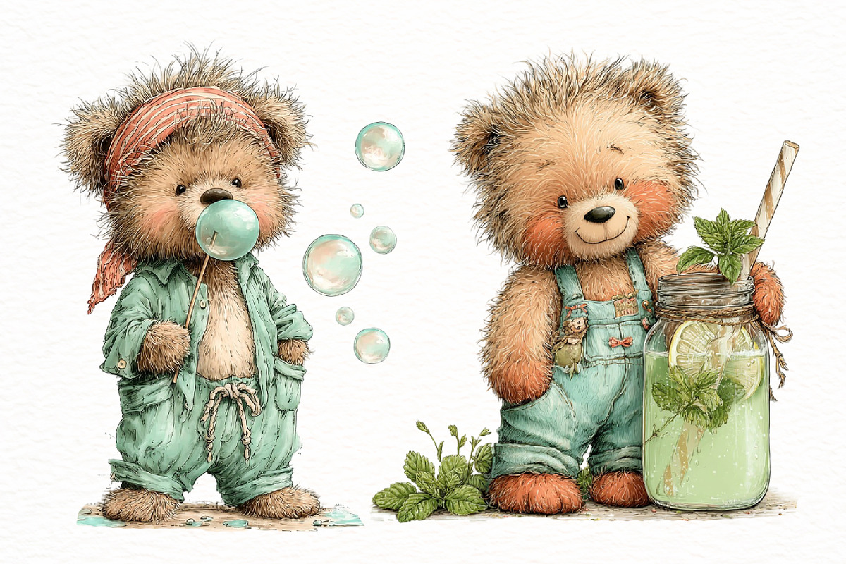 Whimsical Summer bear Clipart, an Illustration by Designworld (Photo 5 of 8)