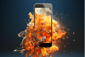 Alarming Smart phone exploded, a Technology Photo by Ylivdesign