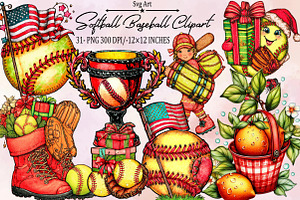 Softball Baseball Clipart Bundle., an Illustration by SVGArt