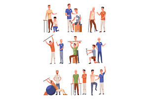 Therapists helping patients during, an Object Illustration by the8monkey