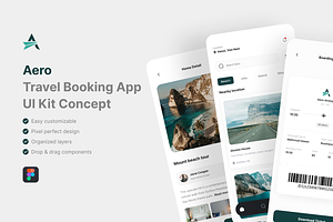 Aero - Travel Booking App UI Kit, an UI Kit Template by iDoodle Studio