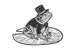 Frog Tuxedo Top Hat Sketch Vector