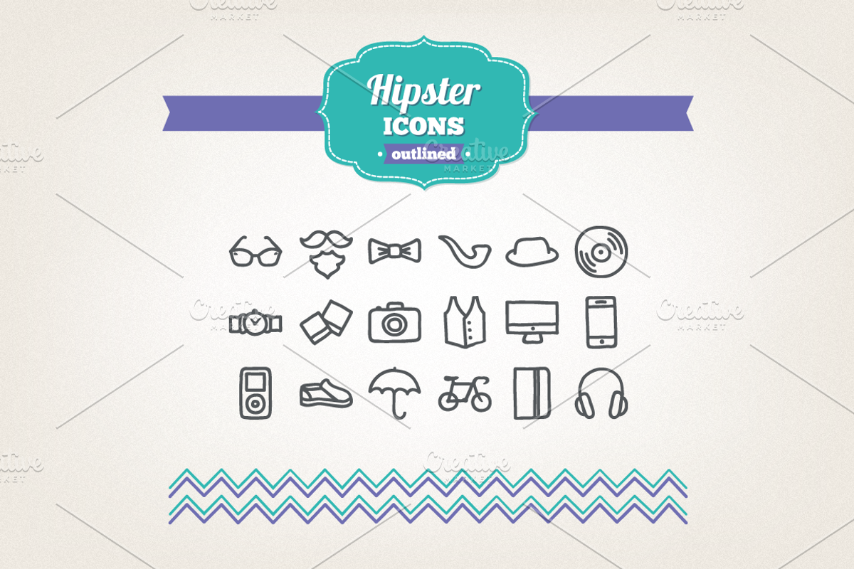 Hand drawn hipster icons, an Icon by miumiu