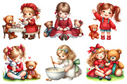 Cute Girl Cliparts, an Illustration by Daily.Designs (Thumbnail 5 of 6)