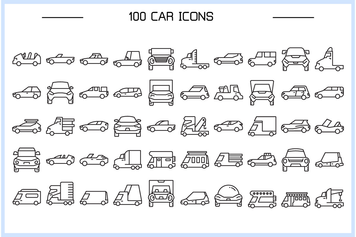 Car and Vehicle Line Icons Bundle, a Transportation Illustration by Designfour (Photo 2 of 8)