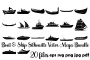 Boat Ship Silhouette Vector Mega, an Object Illustration by Designer_Momina (Thumbnail 1 of 21)