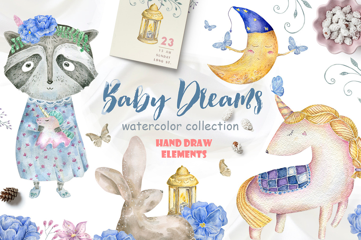 Baby Dreams Watercolor cute animals, an Animal Illustration by Ann Art Houze (Photo 1 of 8)