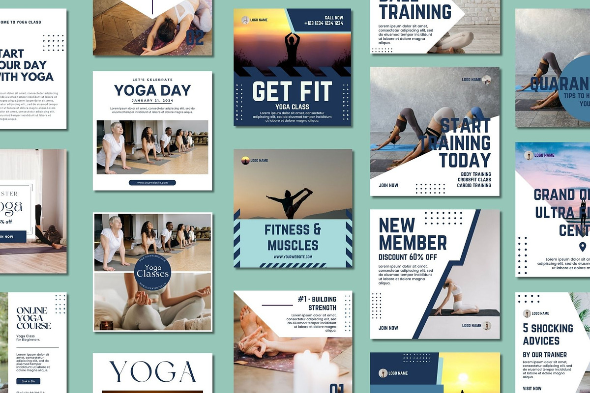Yoga Social Media Post Templates, a Social Media Template by BoontenStudio (Photo 2 of 7)