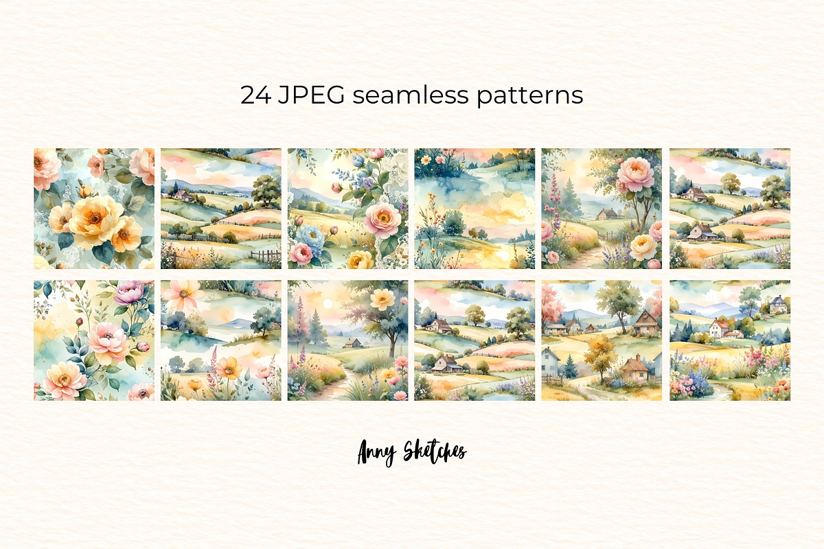 Cottagecore Linen Seamless Patterns, a Pattern Graphic by Anna Design Studio (Photo 3 of 6)