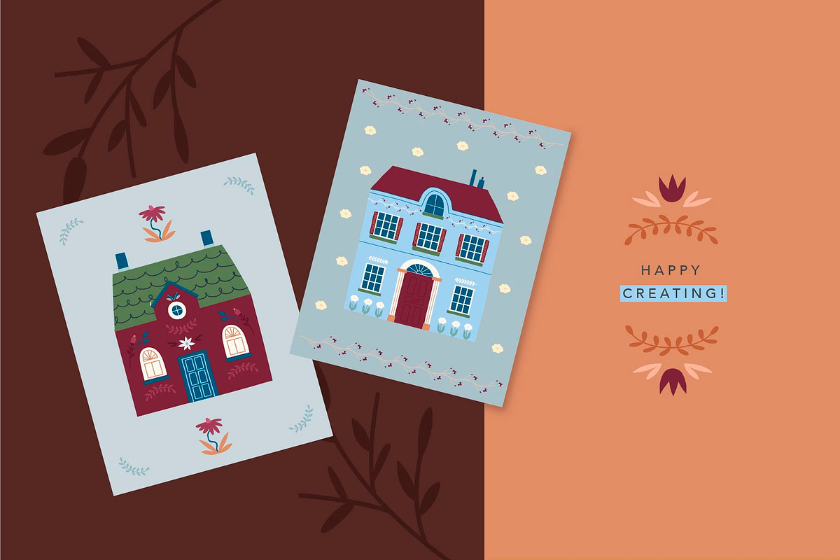 Scandinavian Houses and Flowers, a Decorative Illustration by vanloveart (Photo 6 of 9)
