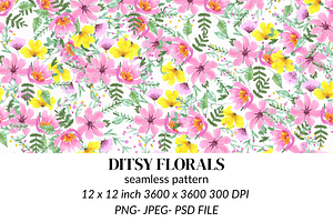 Ditsy Florals, a Print Template by SassyCorners