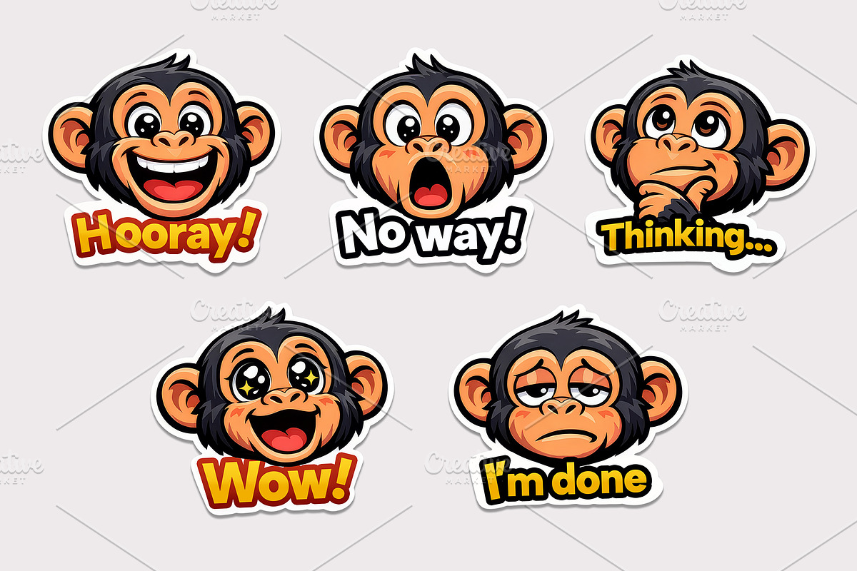 Cute Animal Emoji Sticker Pack, an Animal Illustration by Black Cat Studio (Photo 2 of 5)