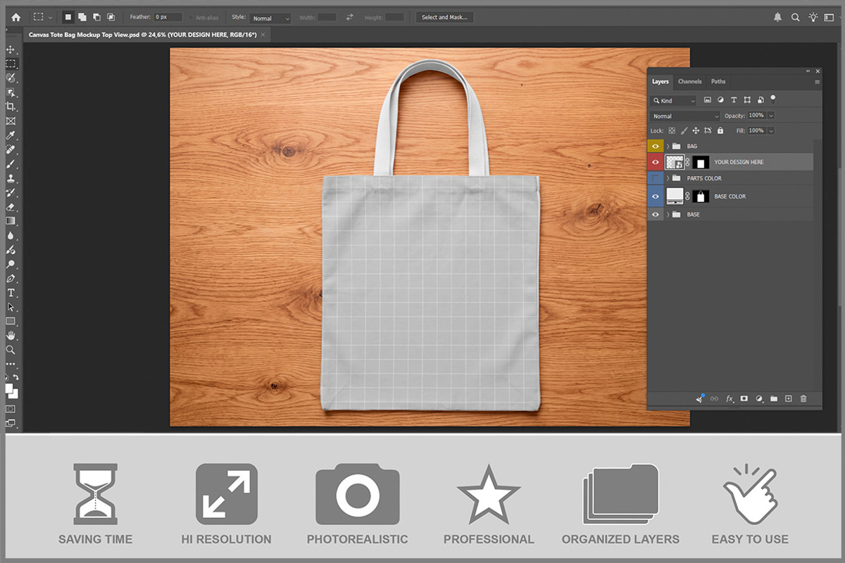 Canvas Tote Bag Top View PSD, a Shirt Mockup by Bruno's Shop (Photo 2 of 3)