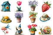 Summer Garden Watercolor Clipart, an Illustration by Designworld (Thumbnail 3 of 6)