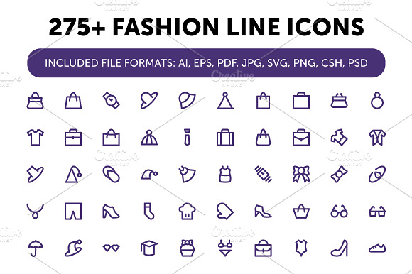 275 Fashion Line Icons
