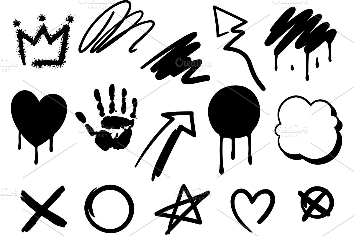 Set of graffiti symbols., an Object Graphic by incomible