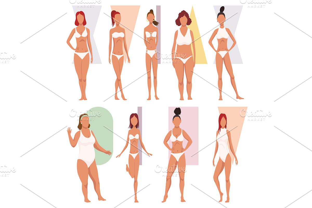 Female figures types set. Women in, a Person Illustration by the8monkey