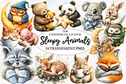 Sleepy Animals Clipart, an Animal Illustration by Designworld (Thumbnail 1 of 5)