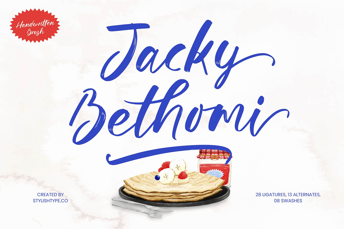 Jacky Bethomi Handwritten Brush, a Script Font by stylishtype.co (Photo 1 of 10)
