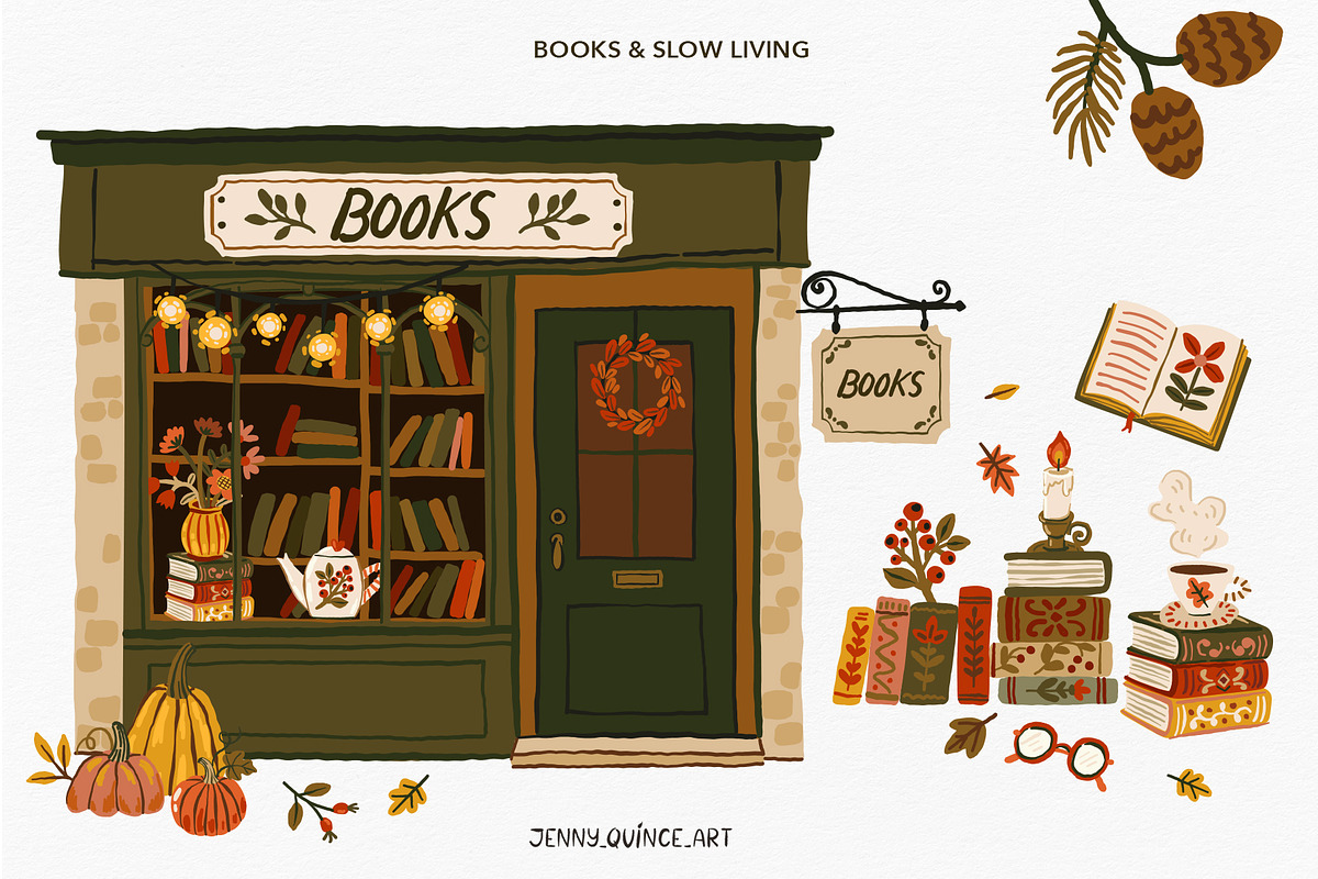 Cozy Autumn at Home - Vector Clipart, a Decorative Illustration by Jenny Quince (Photo 4 of 14)
