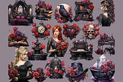 Gothic Clipart | Victorian Girl, a Person Illustration by GlamArtZhanna (Thumbnail 2 of 5)