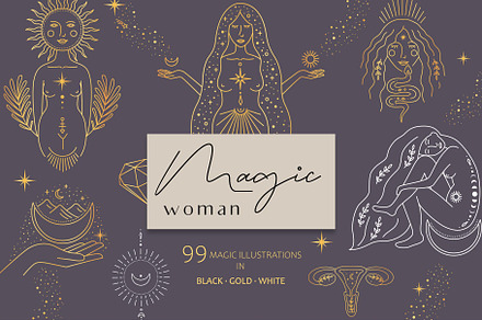 Magic woman feminine pack, a Person Illustration by Alisovna