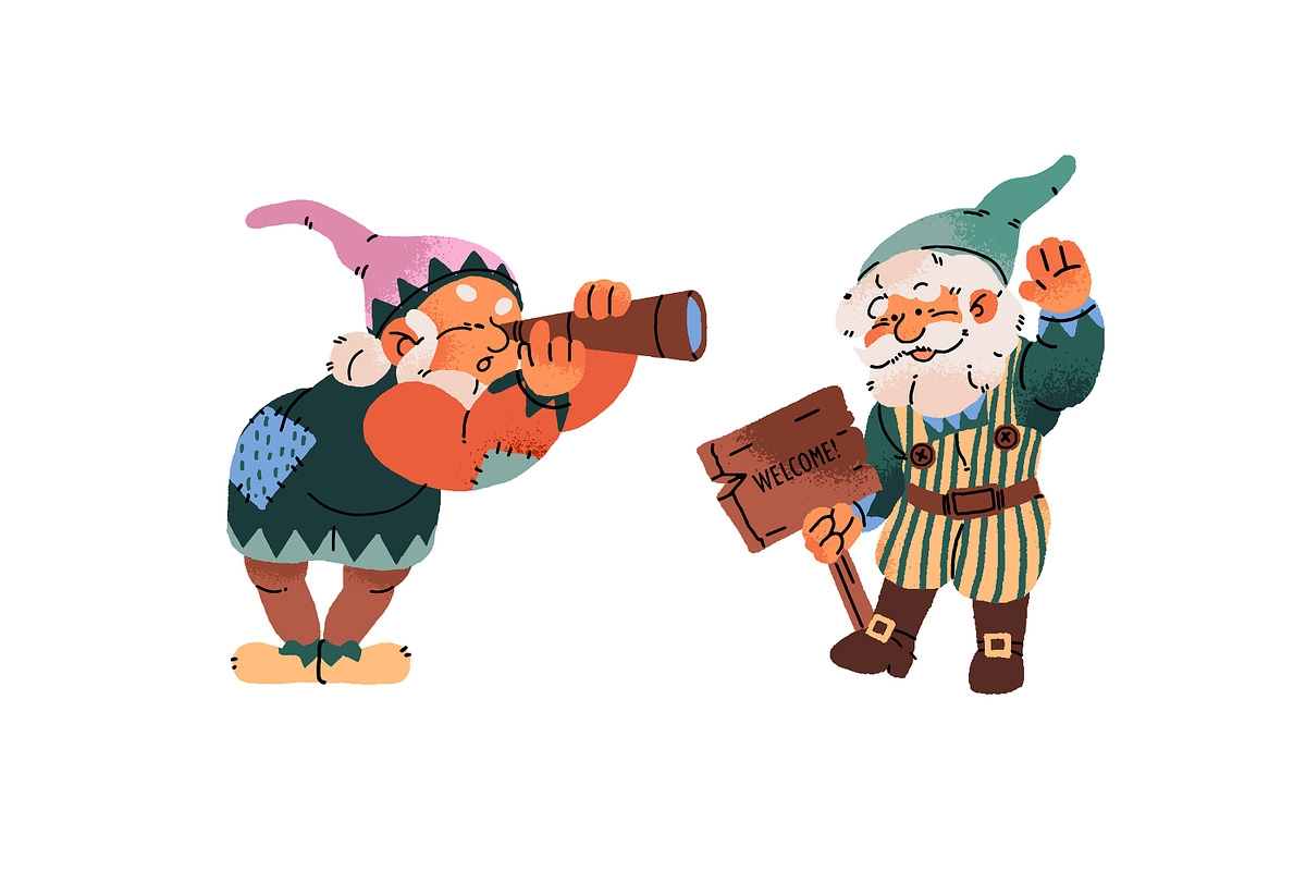 Cute garden gnomes set + pattern, a Person Illustration by PaperTrident (Photo 3 of 8)