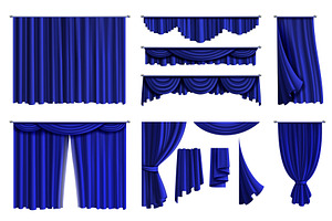 Blue curtain. Theatre and cinema, an Object Illustration by YummyBuum