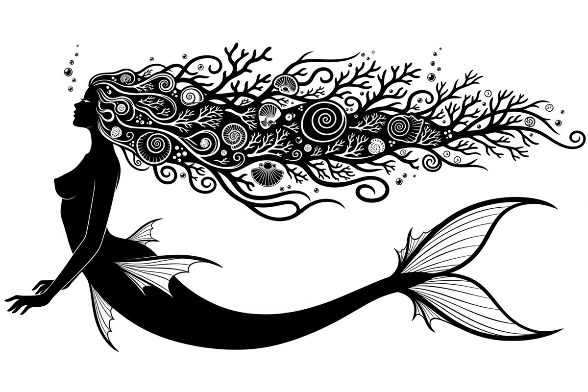 Fantasy Flowing Hair Mermaid Bundle, an Illustration by jahid234 (Photo 17 of 31)