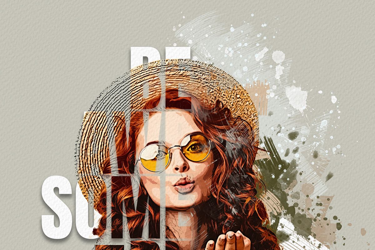 Typography portrait effect template, an Action Add-On by Photoshop Action (Photo 16 of 16)
