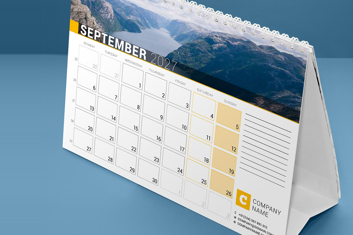 Desk Calendar 2027 (DC034-27), a Stationery Template by mikhailmorosin (Photo 4 of 7)
