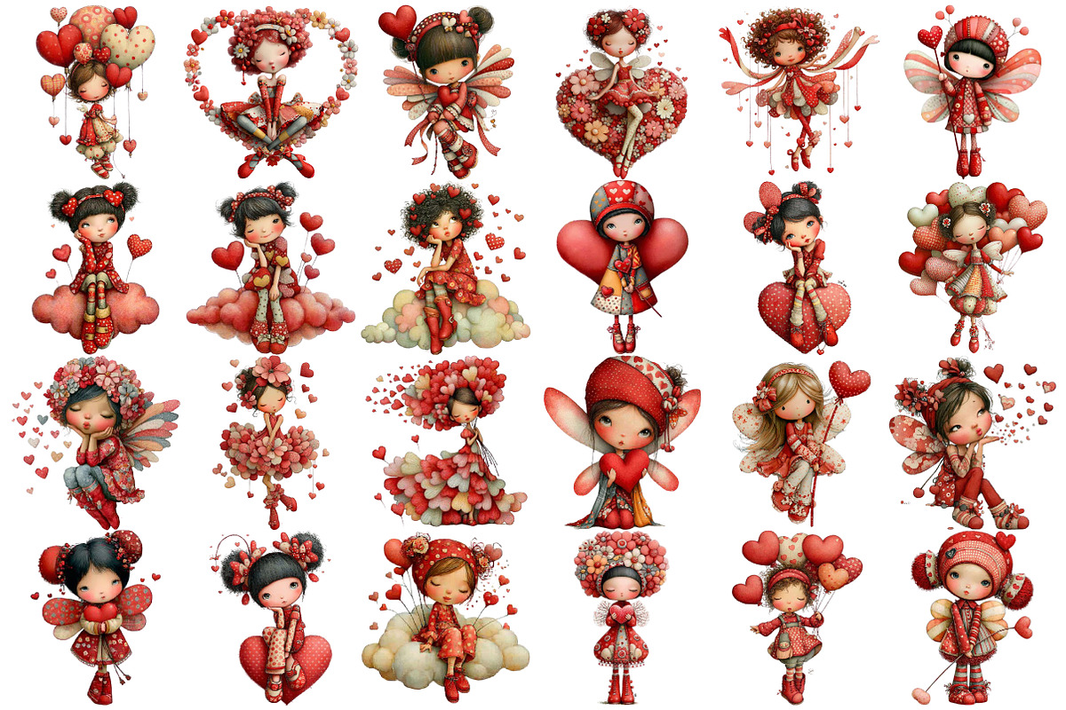 Valentine Fairy Clipart Bundle, an Illustration by Pixels.Craft (Photo 5 of 5)