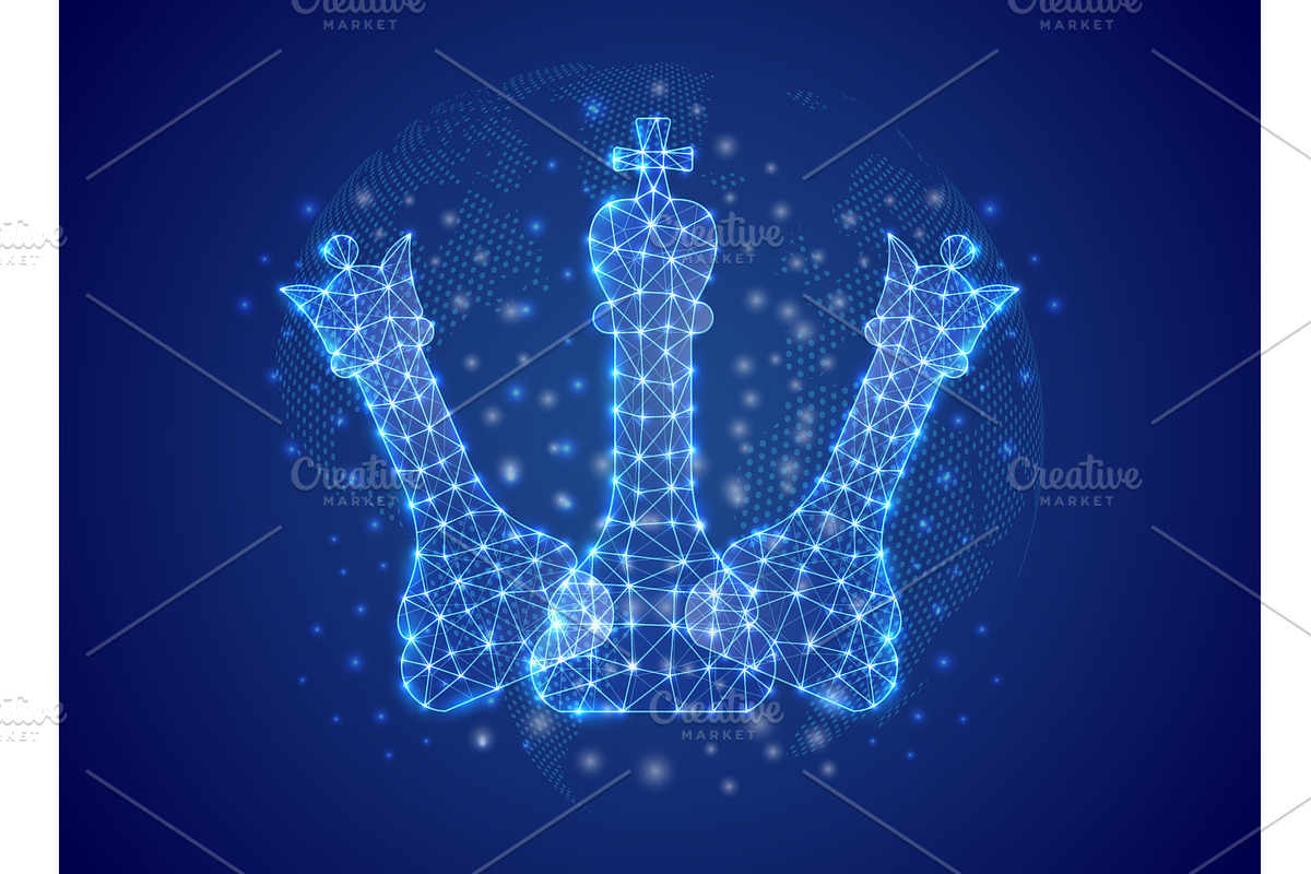 Futuristic glowing polygonal chess, a Technology Illustration by GraphiShop