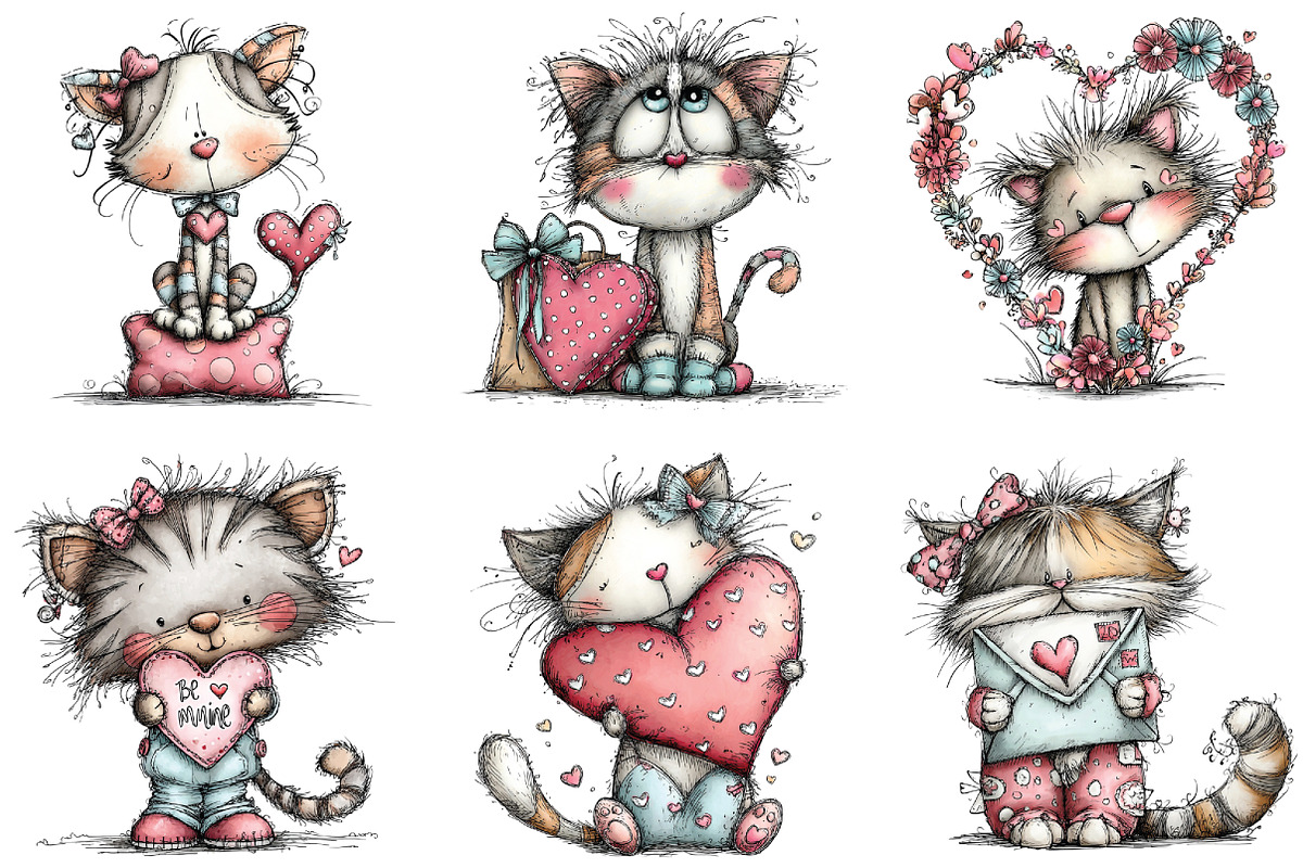Whimsical Valentine Cat Clipart, a Graphic by CraftArtStudio (Photo 6 of 6)