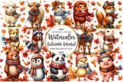 Watercolor Autumn Animal Clipart, an Illustration by OK Design (Thumbnail 1 of 5)