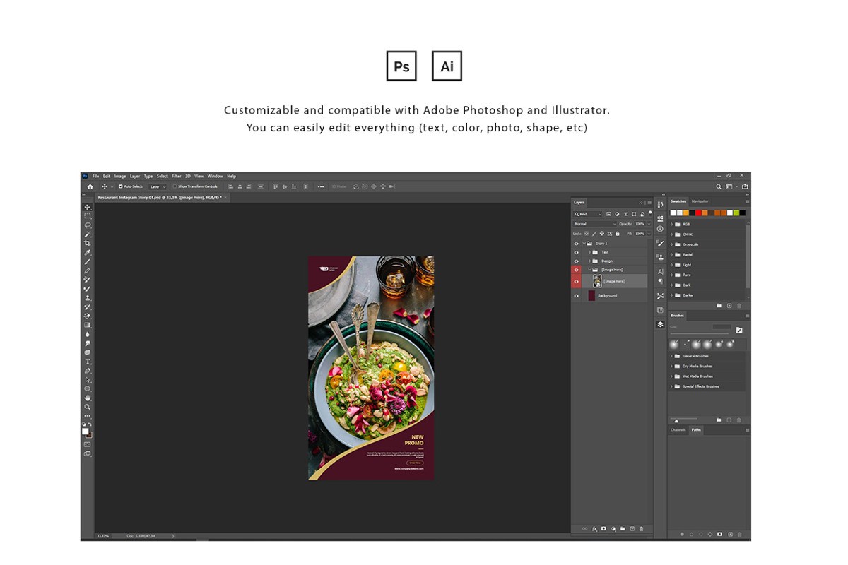 Restaurant Instagram Template, a Social Media Template by peterdraw (Photo 5 of 6)