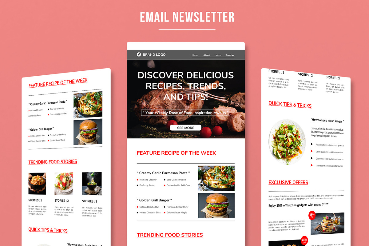 Food Email News Letter Layout, an UI Kit Template by MightyDesign (Photo 1 of 8)