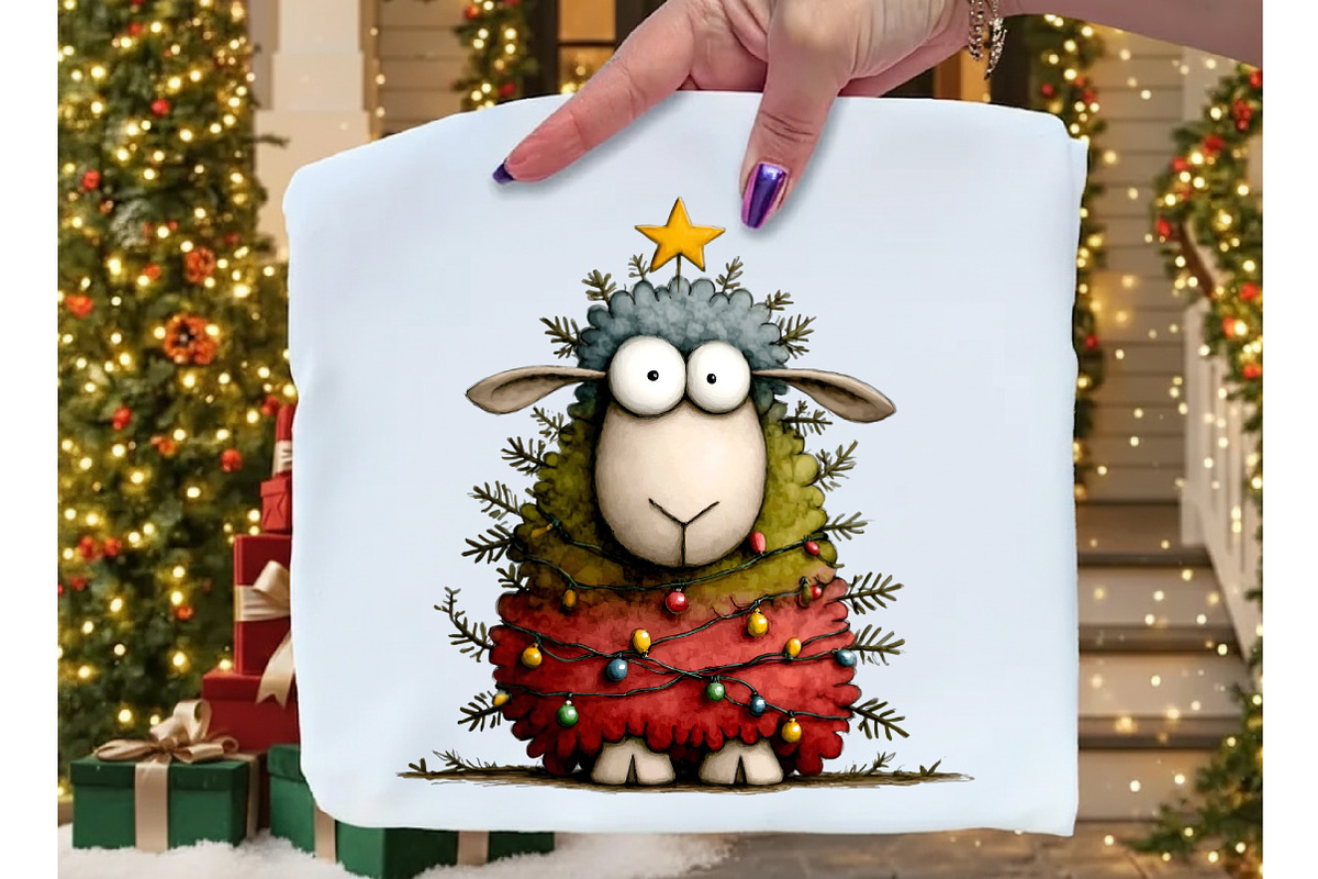 Funny Christmas Sheep Clipart Bundle, an Illustration by Dream Creation (Photo 7 of 8)