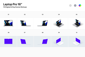 Laptop Pro 16 - 10 Mockups Scenes