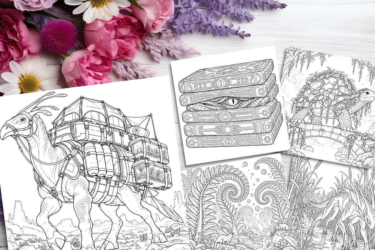 Alien Wildlife Coloring Pages Bundle, a Brochure Template by LA Design (Photo 7 of 10)