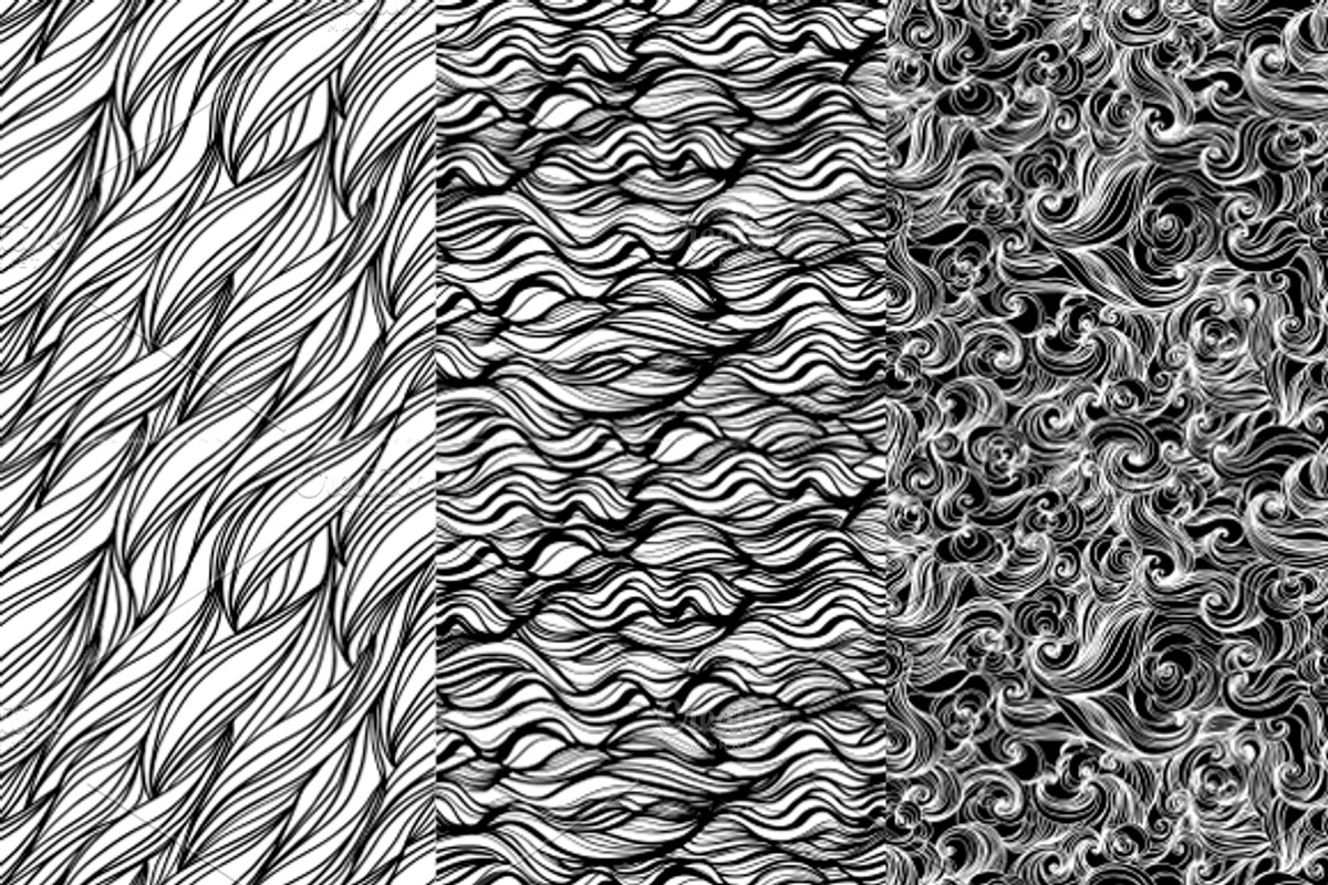 seamless waves and curls backgrounds preview 5