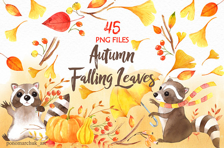 Autumn falling leaves