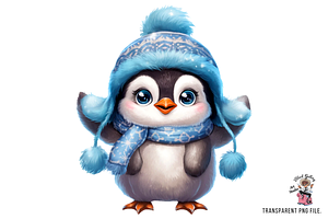 Adorable Winter Penguin PNG Clipart