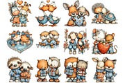 Cute Animal Couple Clipart, an Illustration by DreamArtGraphic (Thumbnail 3 of 4)