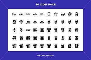 Summer clothing icons, an Outline Icon by Wencory