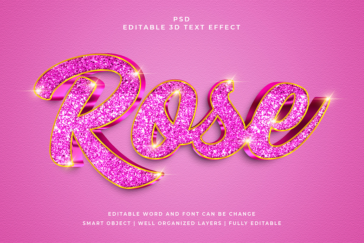 Rose 3d Editable Text Effect Style, a Layer Style Add-On by designermdnazir