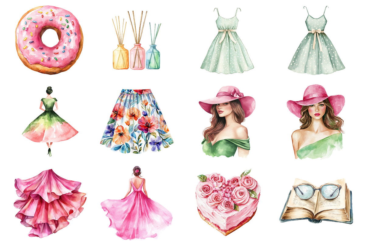 Watercolor Summer Mood Clipart, a Seasonal Illustration by CitraGraphics (Photo 3 of 6)