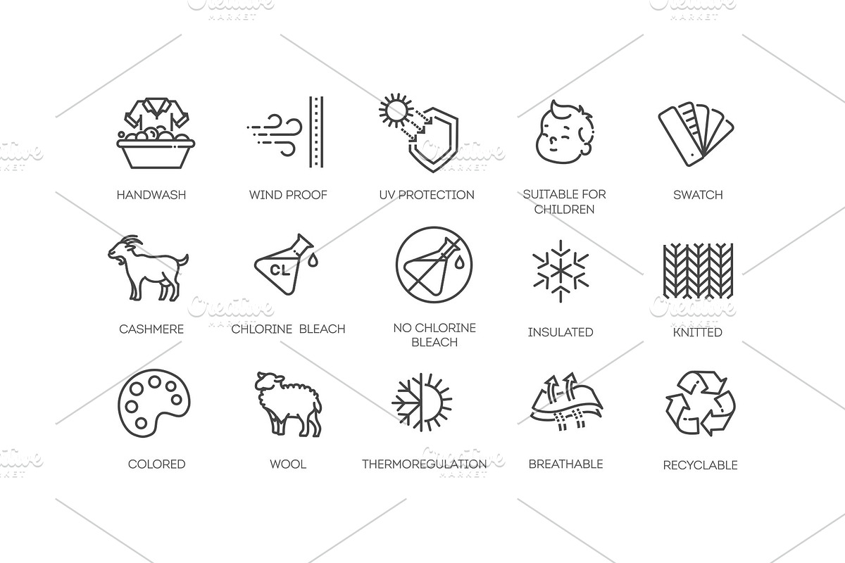 Set of Fabric Features Icons, an Object Illustration by Tettygreen (Photo 2 of 3)