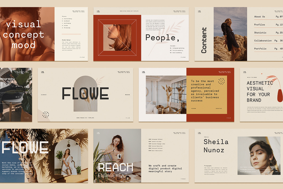 Flowe - Media Kit PowerPoint Templat | Presentation Templates ...